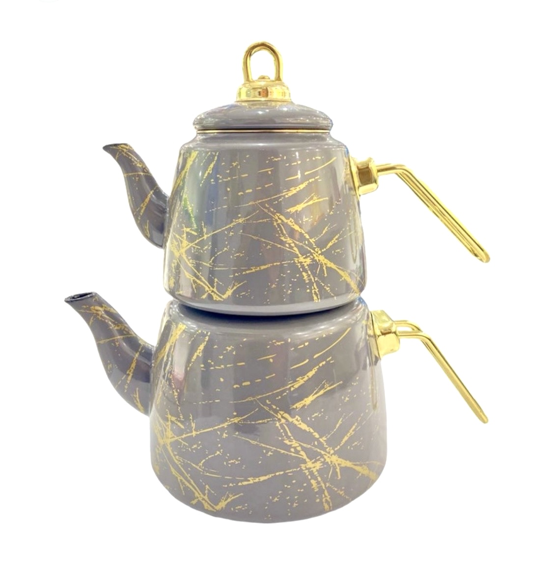 کتری و قوری نیو هوم طرح ماربل نقره‌ و طلا کد NH13-1311