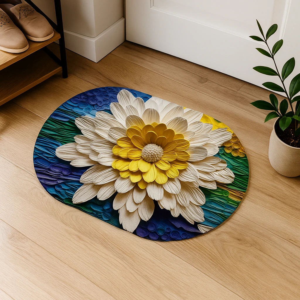 پادری طرح گل سه‌بعدی رنگارنگ هنری سایز 60×40