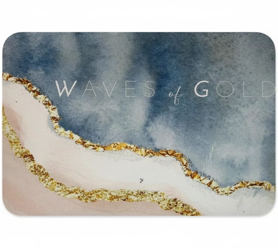 پادری طرح آبرنگی Waves of Gold آبی‌صورتی سایز 60×40