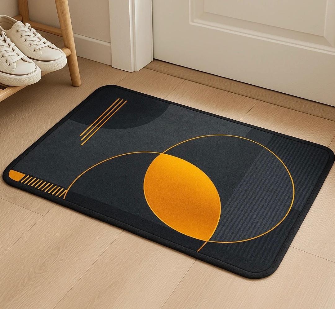 پادری مدرن طرح دوایر طلایی و زغالی سایز 60×40