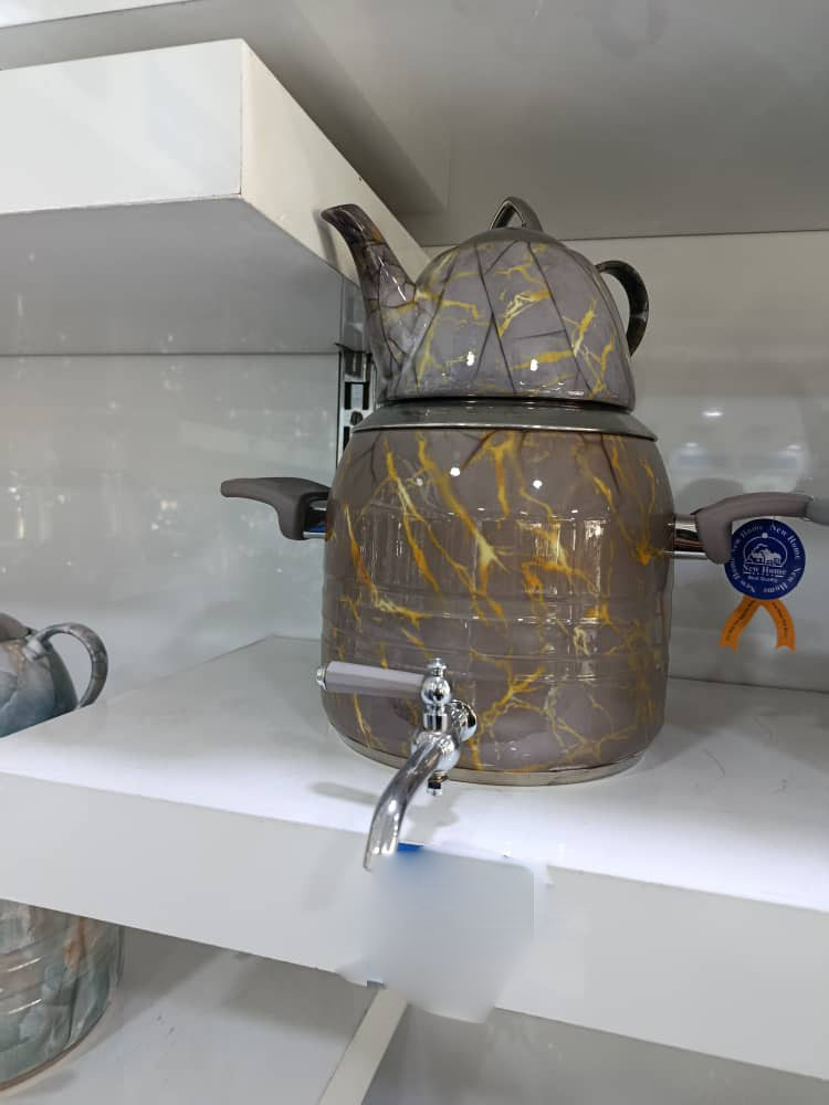 کتری و قوری طرح ماربل نقره طلا 5 لیتر کد 1311-D20