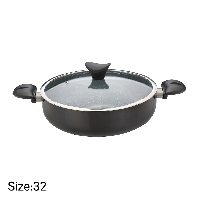 تابه دو دسته گرانیتی نچسب نیوهوم سایز ۳۲ مدل NH13-0034