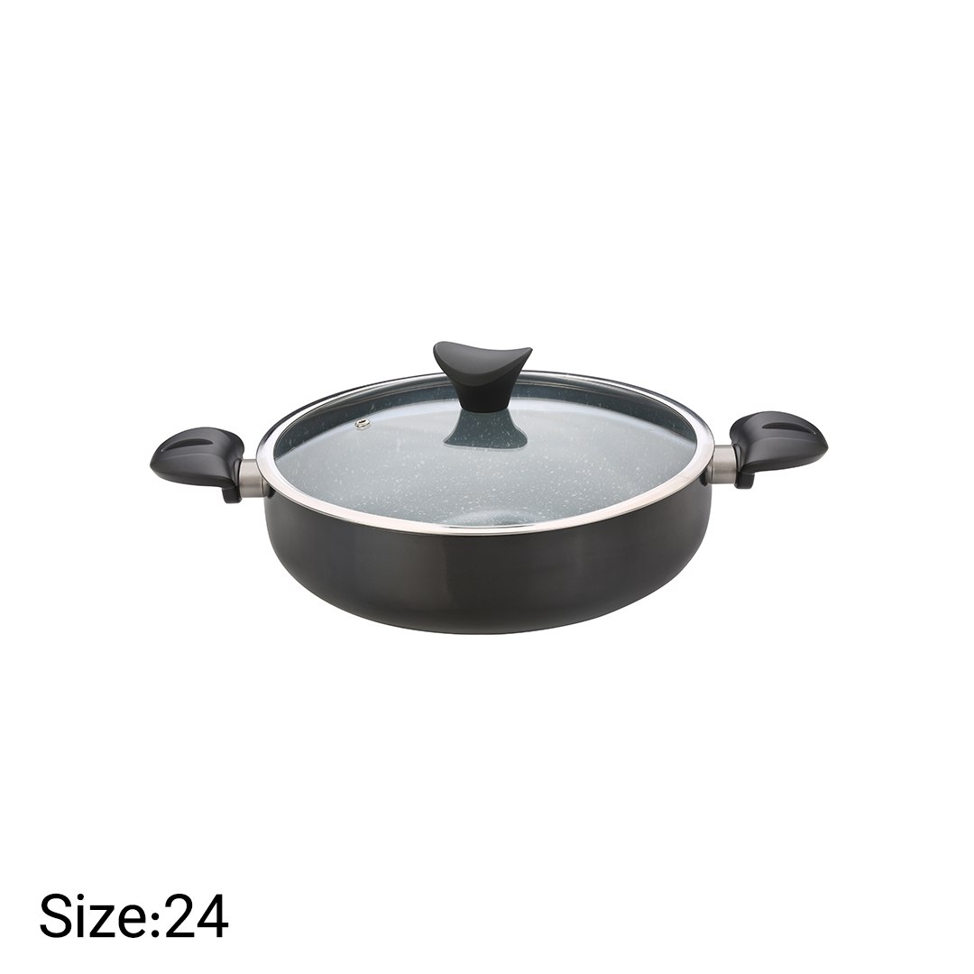 تابه دو دسته گرانیتی نچسب نیوهوم سایز ۲۴ مدل NH13-0048